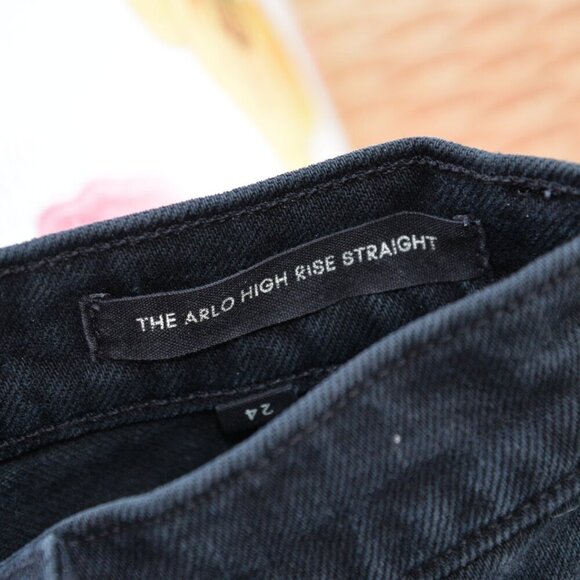 Aritzia Denim Forum The Arlo Hi-rise Straight Black Jeans Sz 24 - Picture 8 of 9